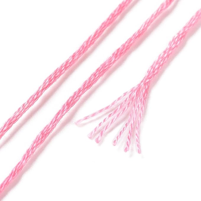 FASHEWELRY 10 Skeins Embroidery Floss Friendship Bracelet String Threads 6-Ply 0.5mm Hot Pink Cross Stitch Embroidery Thread for Sewing Bracelet Making Stitching Crafts