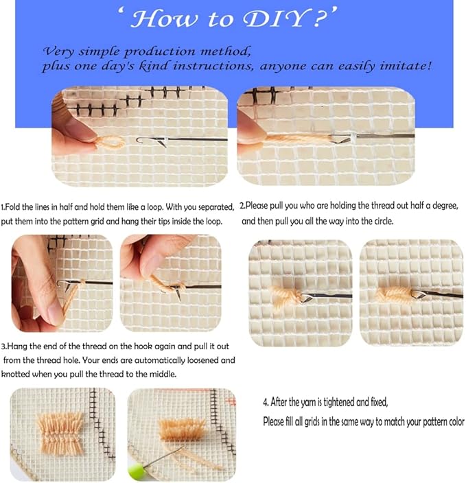 DOYLKE Latch Hook Rug Kits DIY Crochet Yarn Rugs with Color Preprinted Pattern Craft Tapestry Kits for Home Decor(20.5X14.9 Dog)