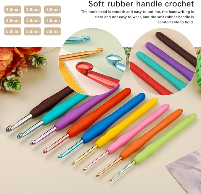 Pnytty Crochet Kit for Beginners Adults, 107pcs Starters Knitting Kit Include Crochet Yarn, Ergonomic Crochet Hooks, Knitting Tool Supplies for Travel Craft DIY