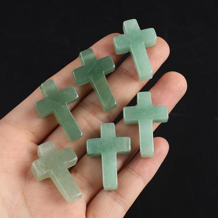 LE SKY 4 Pcs Natural Stone Pendants Cross Shape Healing Crystal Agate Stone for Jewelry Making Necklace