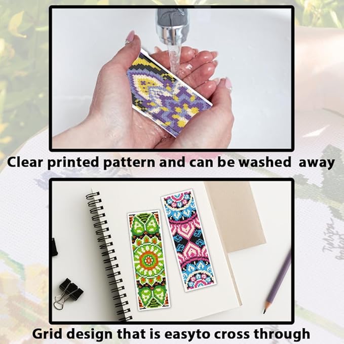 ACRNIGHEET 6PCS Cross Stitch Bookmark Kit for Beginner Mandala Stamped Cross Stitch Kits for Adults DIY Embroidery Bookmark Kits Crossstitch Kits Adult with Instructions Hand Craft Gift 11CT