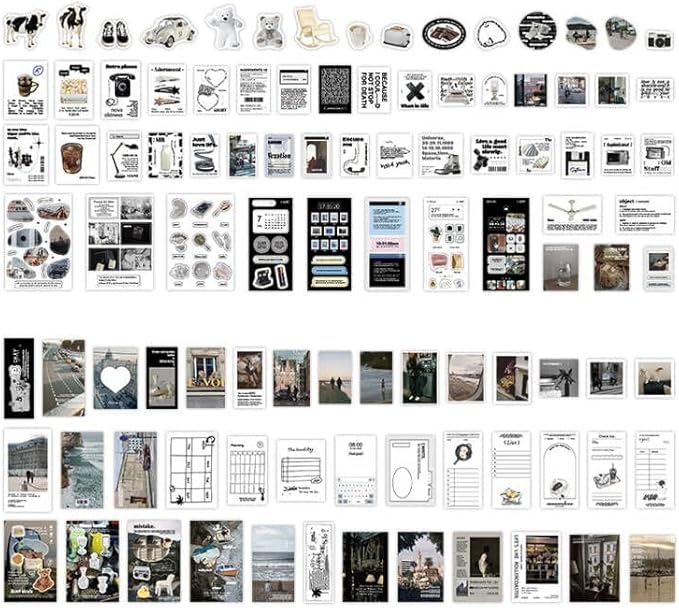 Alideco 200pcs Vintage Scrapbook Supplies Pack for Art Journaling Bullet Junk Journal Planners DIY Paper Stickers Craft Kits Notebook Collage Album Aesthetic Cottageco (langmanshuangxue)
