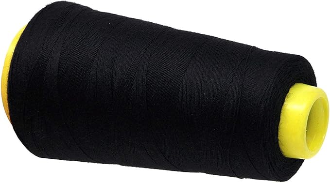 Mandala Crafts Black Thread Cones for Machine and Hand Quilting - 2400 Yds 50 WT Multiple Purpose Mercerized 100% Cotton Threads for Sewing Machine Serger Embroidery