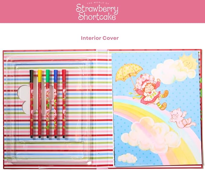 Strawberry Shortcake Coloring Book for Adults and Kids, Black & White Sheets, Velvet Coloring Pages, Stickers, Washable Markers