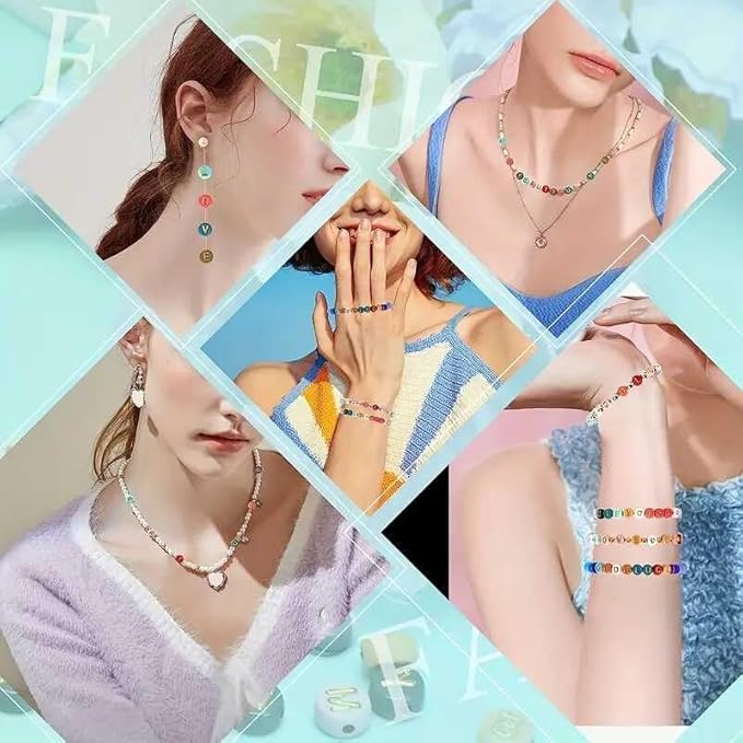 Yochus 1000pcs Round or Square Acrylic Letter Beads Number 4x7mm Alphabet A-Z Bead Friendship Bracelets Jewelry Making Kit for Teen Gifts (Silvery-Cube)