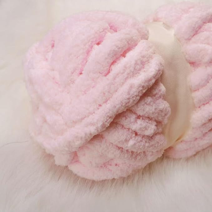 Light Pink Chunky Chenille Yarn for Crocheting Bulky Thick Fluffy Yarn for Knitting,Super Bulky Hand Blanket, Soft Plush Yarn Crochet Carpet/Scarf/Cushion/ 8 Jumbo Pack(63.76oz/197.68yd