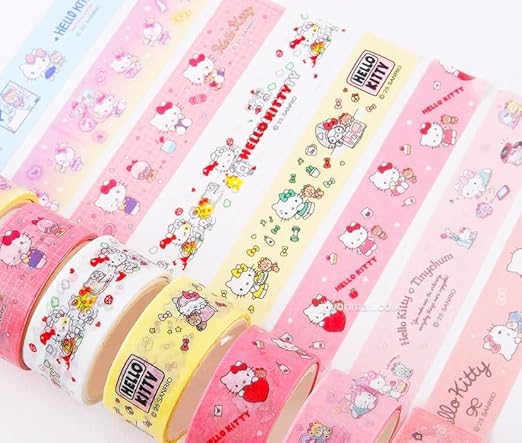 Cute Masking Tape, Washi Tape Set, 8 Pack, 0.6 Inch Wide (Pink)