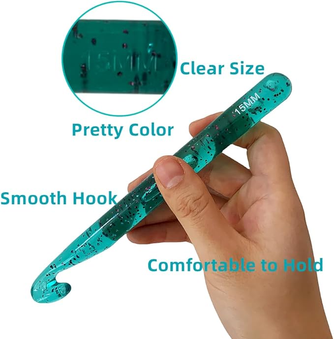 Large Crochet Hooks,25mm 20mm 18mm 15mm 12mm Crochet Hooks for Chunky Yarn,Big 12 mm-25 mm Crochet Hook（Green）