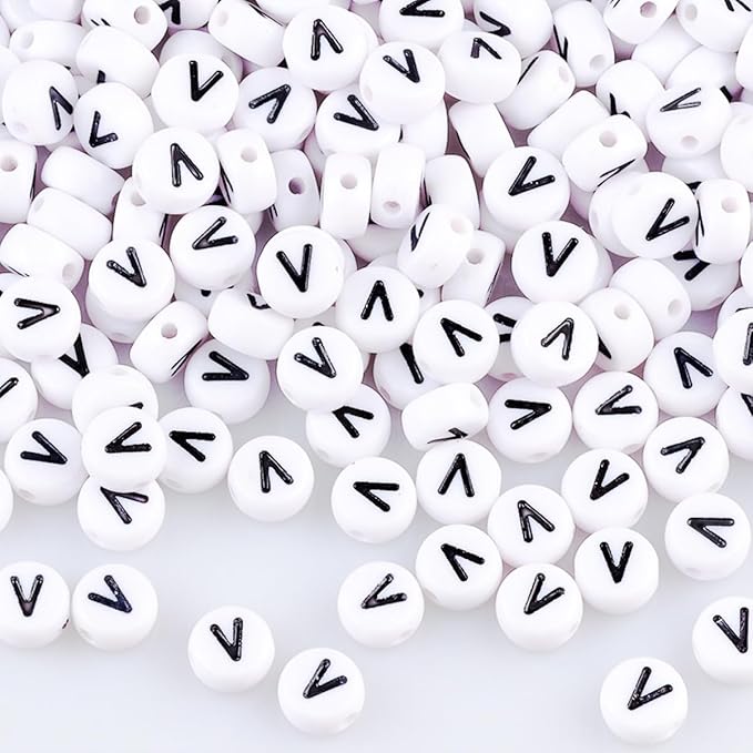 500pcs Letter V Beads Bulk, Letter Beads, Alphabet Bead for Friendship Bracelets, Jewelry Making Supplies,DIY Making Kit