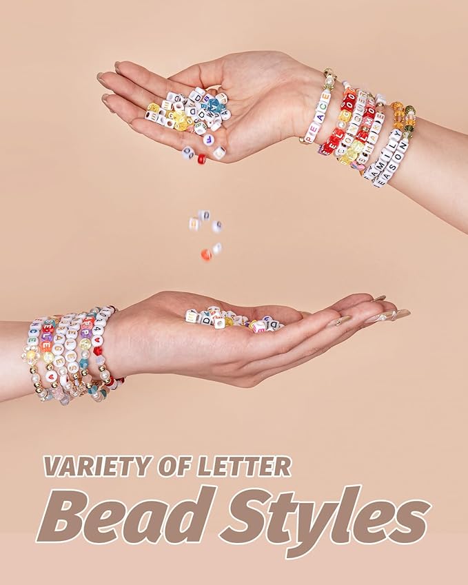 Alphabet Beads - 1650Pcs Round Acrylic Letter A-Z With Extra Vowels, Numbers and Spacers for Bracelets, Necklaces, Friendship Kits