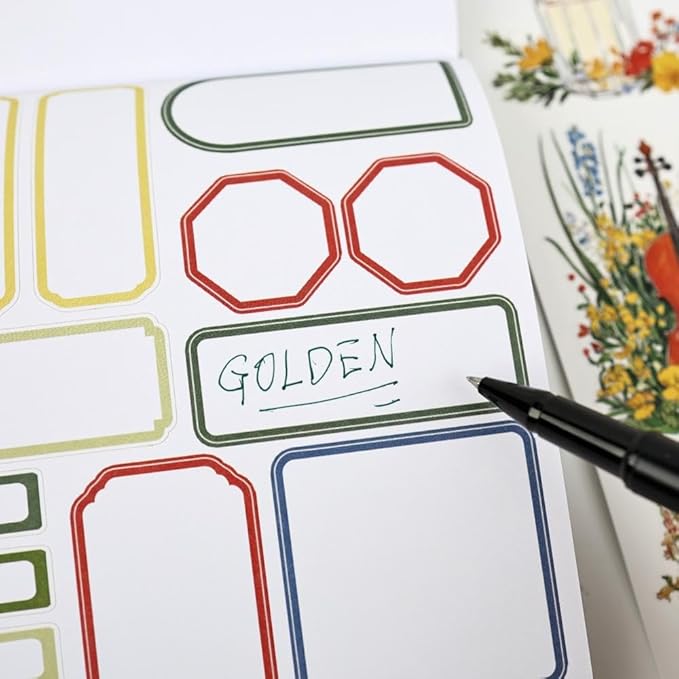 Scrapbook Sticker Book for Scrapbooking, Golden Horizon Theme, 20 Sheets A5 Pre-Cut Washi Paper PET Stickers for Journaling, Junk Journal Supplies, Bujo, Collage, Crafts Arts