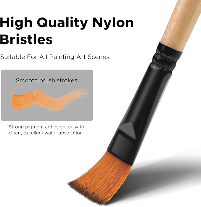 Bougimal 33 Pcs Paint Brush Set, Artist Paint Brushes for Acrylic Painting, Oil, Watercolor, Gouache, with Flat Round Filbert Fan Angle Detail Brush, Suitable for Artists and Beginners