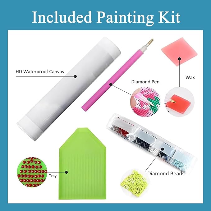 Gemozaic Book Diamond Painting Kits for Adults, Books Diamond Art Kits for Adults, Books and Flowers Easy Gem Art Kit for Beginner, Gift Home Wall Decor, 12 x 16 Inch, No Frame
