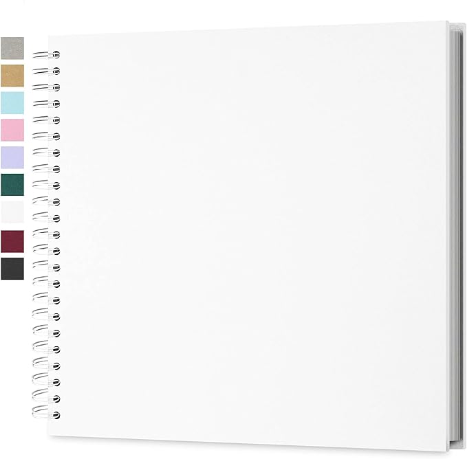 Yopih 12 x 12 Inch DIY Scrapbook Photo Album Hardcover Kraft Blank Page Acid-Free, 100 Pages (50 Sheets) Memory Book for Wedding Anniversaries Family Baby Memories Small Scrapbooking Projects, White