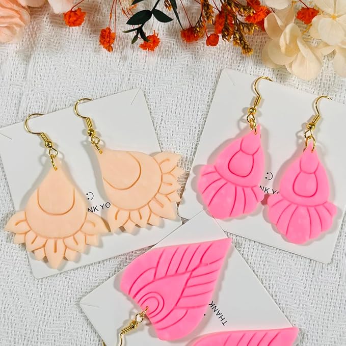 Xaekicr Polymer Clay Cutters Boho Earring Set – 4PCS Clay Cutters for Polymer Clay Jewelry, Mandala Flower and Tribal Shapes, Clay Earring Cutters and Polymer Clay Tools for DIY Craft Making