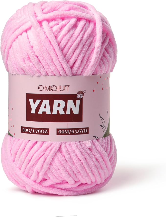 Plush Chenille Chunky Crochet Yarn - Baby Yarn for Crocheting Soft - Velvet Yarns Knitting for Blankets Crafts - Fluffy Amigurumi Yarns 50g / 65.6yd (Dark Pink)