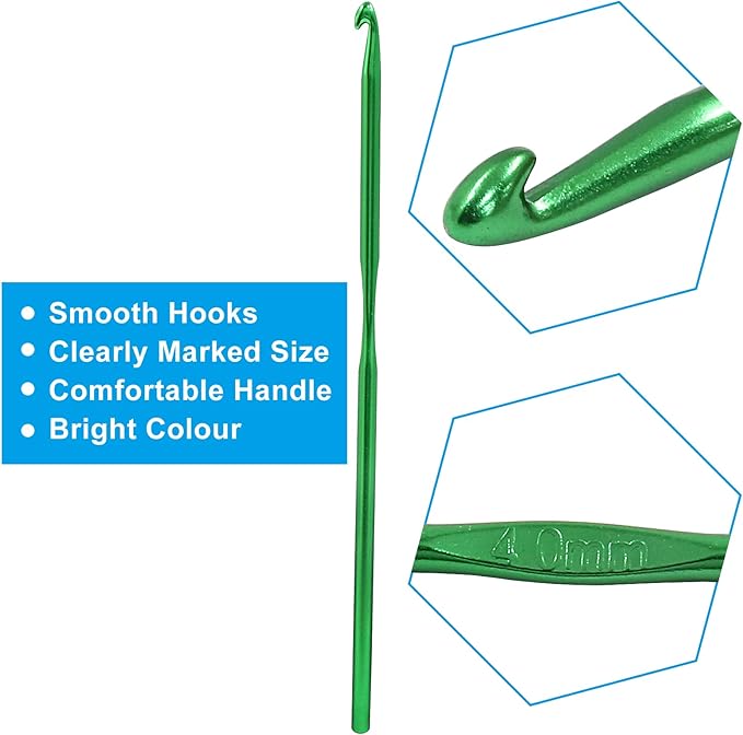 Auvotuis 6Pcs 4mm US Size G (Size 6) Aluminum Crochet Hook Knitting Needles for DIY Craft Yarn, Green