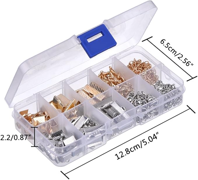 370 Pieces Ribbon Bracelet Kit for Jewelry Bookmark Pinch Crimp Ends Lobster Clasps with Jump Rings and Chain Extenders for Jewelry Craft Supplies DIY Choker Anklets