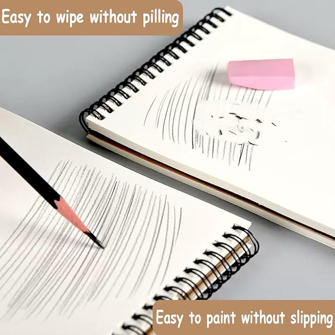 2 Pack Sketch Book, A4 A5 Spiral Bound Sketch Pad 160GSM Sketchbook, Acid Free Art Sketchbook Artistic Drawing Painting Writing Paper for Kids Adults Beginners Artists(2PC-A4A5)