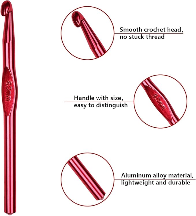 HEYLEAYAR 8mm Aluminum Crochet Hooks 14PCS, Aluminum Crochet Needle Size M, Crochet Hooks Bulk for Knitting Craft Yarn Contribute to Beginners