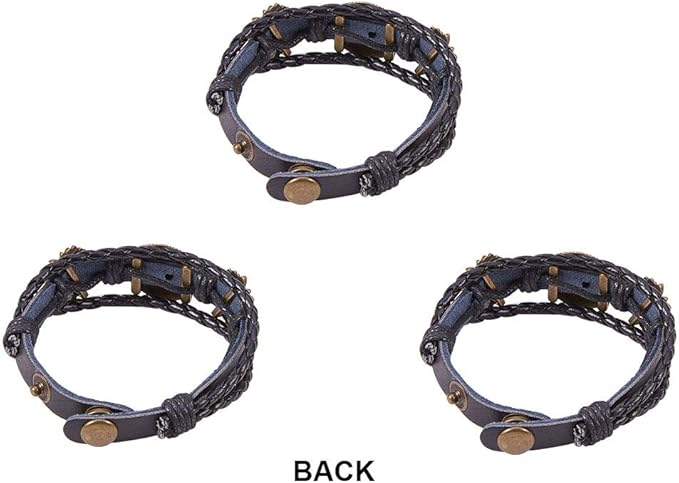 SUNNYCLUE DIY Braided Leather Bracelet Making Kit Multilayer Rope Bangle Cuff Wristband with Blank Alloy Cabochon Bezel Tray, Clear Glass Cabochon 18mm, Button Adjust, Tree
