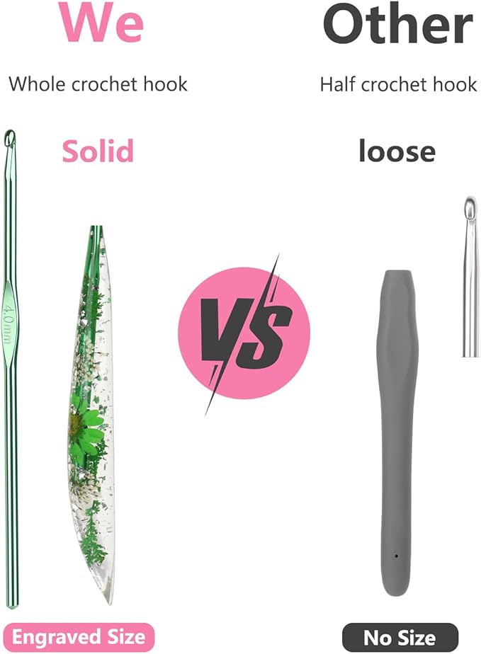 Katech 4.5mm Crochet Hooks with Floral Pattern-Elegant &Unique Crochet Needles-Longer Smooth Glide Crocheting Hook for Arthritic Hands, Beginners & Professional Ideal Crochet Gift(7)