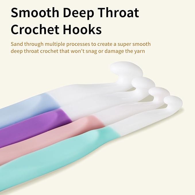 Froggod 4 Sizes Large Crochet Hooks Set, 8mm 10mm 12mm 15mm Crochet Hooks for Chunky Yarn, Long Ergonomic Crochet Needles with Rubber Handle