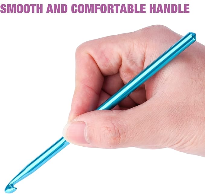 Tomorotec 41Pcs Multi-Color Metallic Crochet Hooks Set, Art Aluminum Knitting Needles for Yarn Craft Set with Sylish Storage Bag, Stitch Markers and Big Eye Needles (Purple Bag)