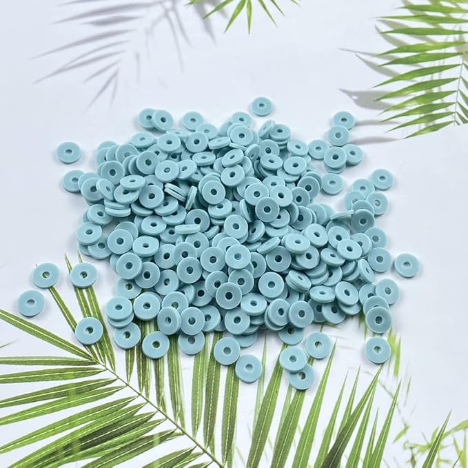 2000pcs Heishi Vinyl Beads Flat Round Polymer Clay Spacer Beads for Making Bracelet Necklace Earring Accessories DIY Handmade Craft(Bluish White, 6mm)