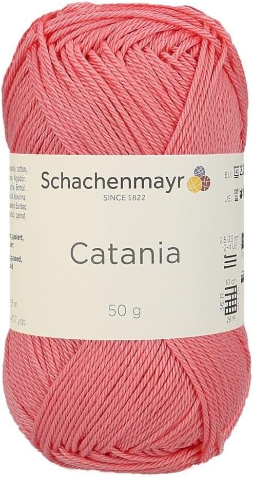 4 Skein/Pack Schachenmayr (SMC) Catania Originals Yarn, Each Ball 1.76 Oz (50gr) / 136 Yards (125 m), 100% Mercerized Cotton for Knitting and Crochet Yarn, Sport Weight, 409 - Dahlia