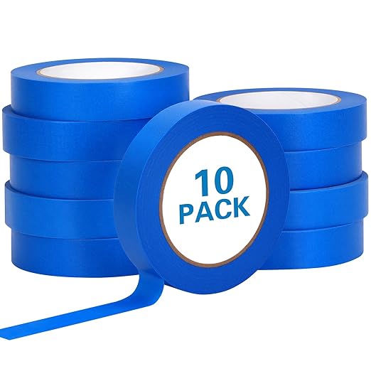 HongWay Masking Tape 1 Inch, 10 Rolls x 55yd (550yds in Total), Painters Tape for Painting Labeling Arts Crafts, Easy Removal, No Residue (0.94in Blue)