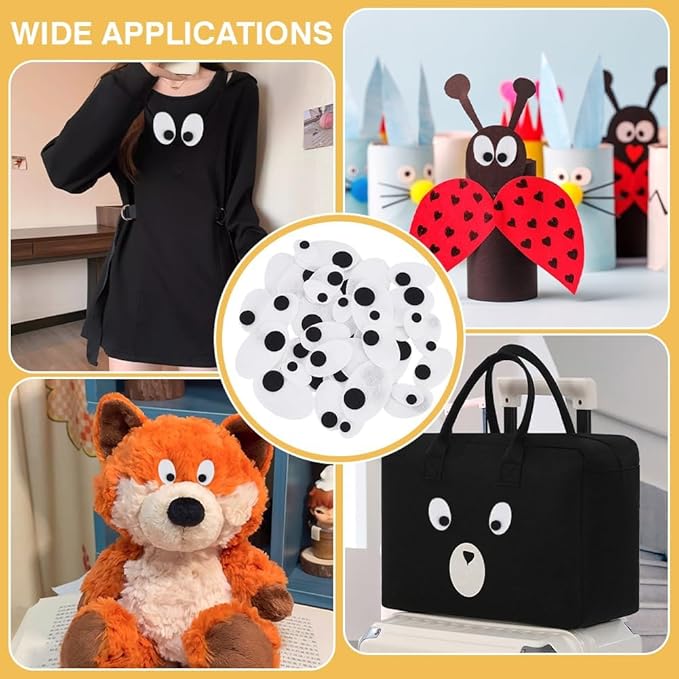 FINGERINSPIRE 90 Pairs Oval Safety Eyes 3 Size Black White Felt Eye Patches Felt Craft Eyeballs Sew on Eyes for Stuffed Animal, Halloween Eye Applique for Amigurumi Puppet Teddy Bear Crochet Plush DIY