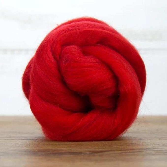 Revolution Fibers Merino Wool Combed Top | 1 lb Premium Wool Roving | 22 Micron, Best Merino Wool for Spinning, Tapestry, Needle Felting, Big Yarn Roving and Wall Hangings (Scarlet Red)