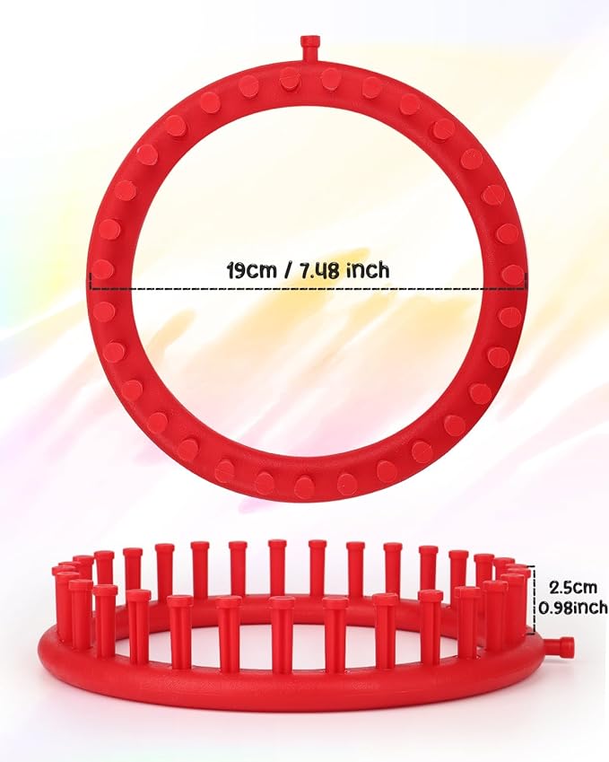 Aeelike 2 Pcs Round Knitting Looms Set, 31 Pegs Knitting Loom Simple for Beginner, 19 cm Diameter Plastic Loom Knitting, Small Round Loom Knitting Set for Home DIY, Teaching, Learning