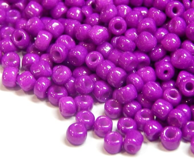 Perlin Glass Seed Beads 4mm 6/0 Round 1100pcs Mini Small Pony Spacer Beads Kit for Jewelry Making Earrings Bracelets Pendants Waist DIY Handmade (Purple Opaque)