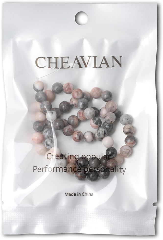 cheavian 60pcs 6mm natural pink zebra jasper round loose beads for jewelry making diy handmade 1 strand 15"
