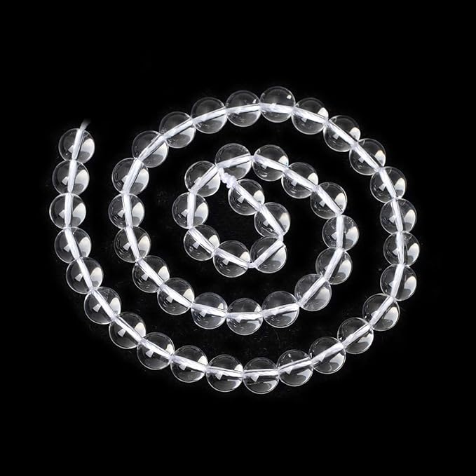 cheavian 45pcs 8mm natural clear white crystal quartz round loose beads crystal energy stone for jewelry making 1 strand 15"