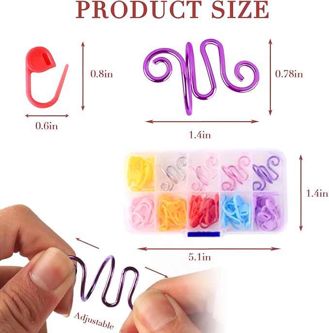 LBU 4Pcs Crochet Ring + 60Pcs Stitch Markers Adjustable Crochet Tension Rings for Finger Handmade Open Yarn Guide Crocheting Rings Knitting Accessories with Box Crochet Gifts for Women Mom Crocheters