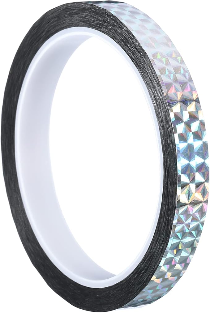 PATIKIL Prism Tape 0.5 Inch x 55 Yards, Holographic Metalized Reflective Adhesive for Detailing Accent Wall Decor Art, Silver