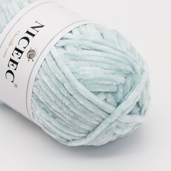 NICEEC 3 Skeins Soft Chenille Yarn Assorted Colors Blanket Yarn for Knitting Fancy Yarn for Crochet Weaving DIY Craft Total Length 3×85m (3×93yds, 3×50g)_Pink-Blue-Green