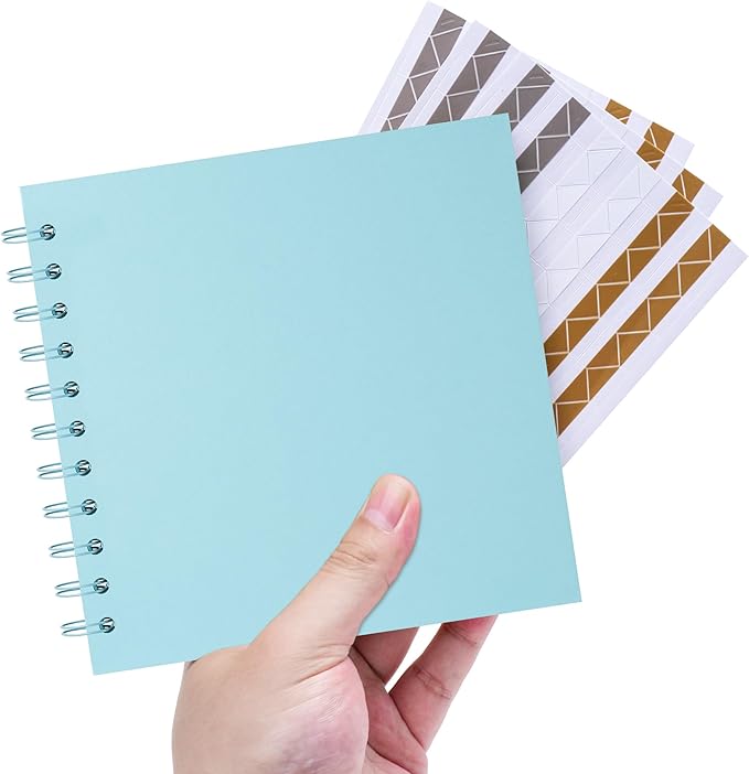 Polaroid Scrapbook Photo Album, 6.3"x6.3" DIY Scrapbook Album Hardcover Kraft Paper with 20 Sheets 40 Pages, Stylish Memory Book for Wedding, Anniervsary, Family, Travel, LightBlue