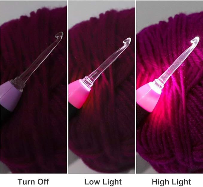 Yarniss Lighted Crochet Hooks Set - 11 Sizes Light Up Crochet Hooks with Case,Rechargeable Crochet Hook with Light,2.5mm to 8mm