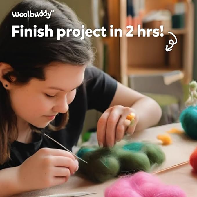 Woolbuddy 𝗪𝗼𝗼𝗹𝗯𝘂𝗱𝗱𝘆 𝗡𝗲𝗲𝗱𝗹𝗲 𝗙𝗲𝗹𝘁𝗶𝗻𝗴 𝗞𝗶𝘁 Fox Animal Project for Beginners and Adults – Includes Wool, 2 Felting Needles, and Instructions