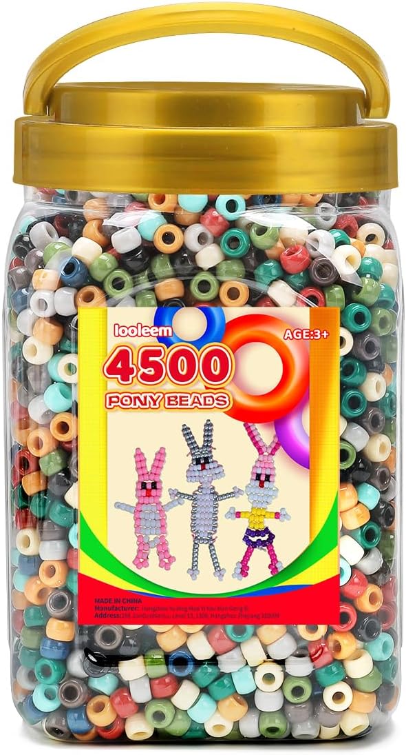 iooleem pony beads(4500pcs earth-tone colored pony beads),beads for bracelets making, crafts, beading supplies, friendship bracelets making.