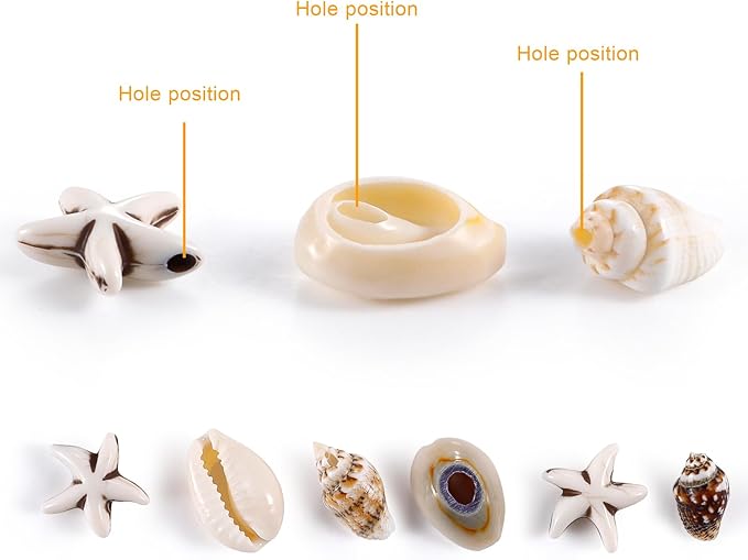 PPCLION 300pcs Shell Beads Starfish Bracelet Making Kit Bracelet and Heart Beads Elastic Threads for Jewelry Necklace Making