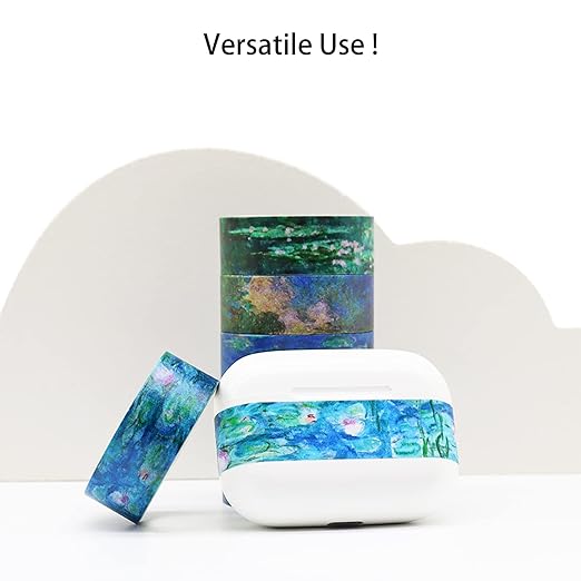 Berkin Arts 12 Rolls Art Floral Designs Washi Tape Set - 15 mm Wide Decorative Adhesive Masking Tape Cloisonnism Landscape Vintage Iridescent Venetian Claude Monet Series
