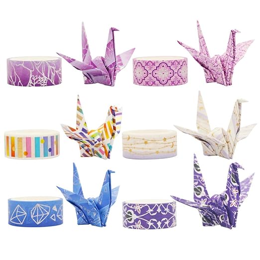 YUBBAEX Galaxy Washi Tape Set Purple Stars Decorative Tapes Silver Gold Foil Masking for Arts, DIY Crafts, Journal Supplies, Planners, Scrapbook, Gift Wrapping (Purple Night 12 Rolls)