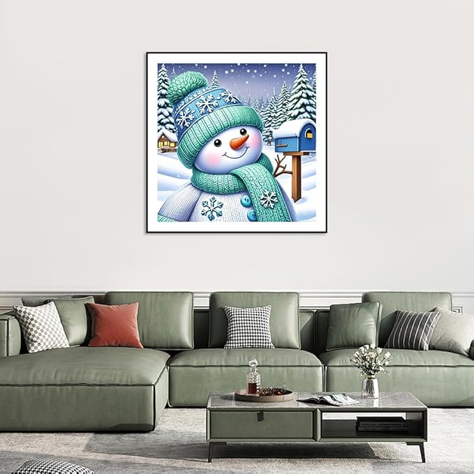 SJUTOUCI Snowman Diamond Art Kits for Adults, Diamond Painting Kits for Beginners, 5D Round Diamond Dots Gem Craft Art Home Wall Decor 12x12 inch, Winter