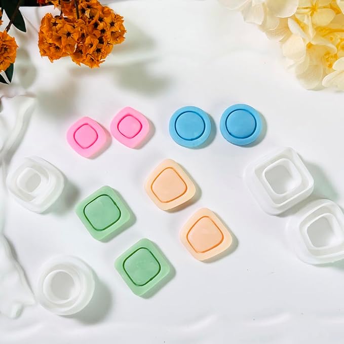 Xaekicr Polymer Clay Cutters Geometric Stud Earring Set – 4 Pairs Modern Clay Cutters for Polymer Clay Jewelry, Clay Tools and Molds for DIY Earrings