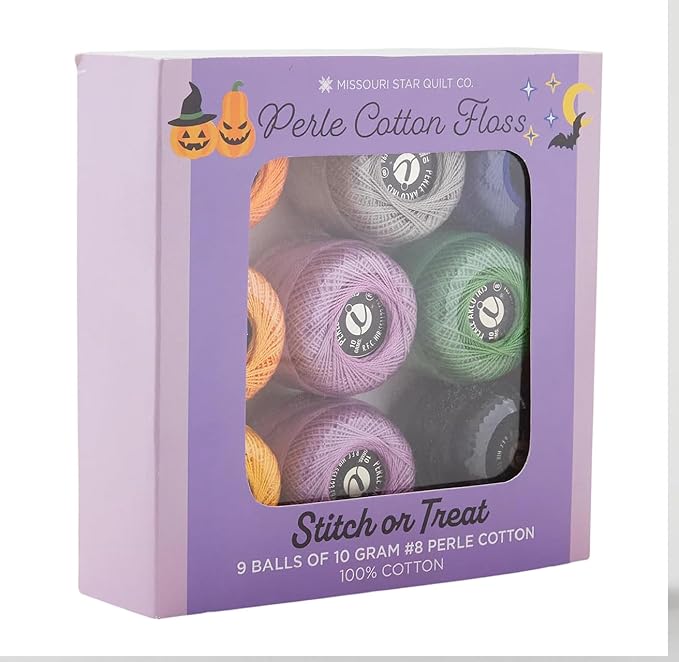 Missouri Star Stitch-or-Treat Perle Cotton Floss Pack – 9 Vibrant #8 Perle Cotton Embroidery Thread Balls for Halloween Quilting, Hand Stitching & Peel & Stitch Projects